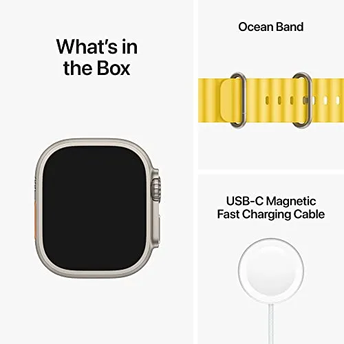 Apple Watch Ultra [GPS   Cellular 49 mm] Smart Watch w/Rugged Titanium Case & Yellow Ocean Band. Fitness Tracker, Precision GPS, Action Button, Extra-Long BatteryLife, Brighter Retina Display