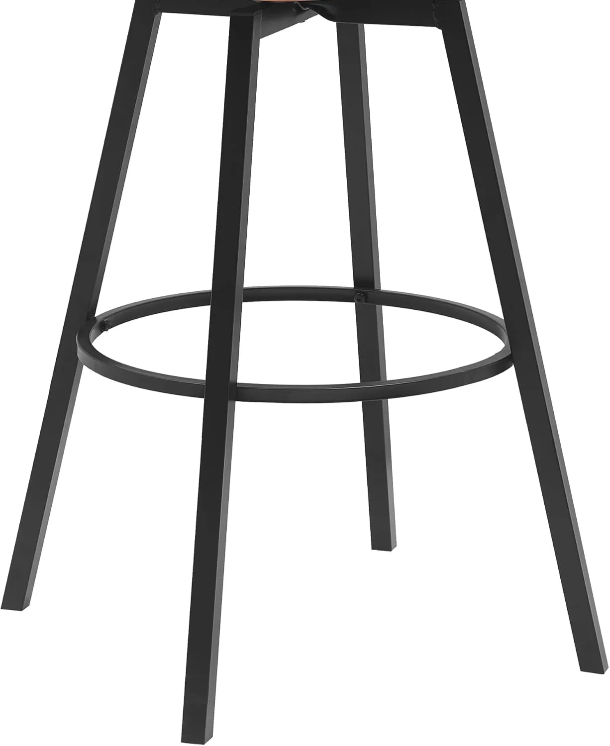 Armen Living Athena 31" Seat Height Mid Century Modern Swivel Walnut Wood Bar Stool for Kitchen Island Counter in Cream Faux Leather with Black Metal