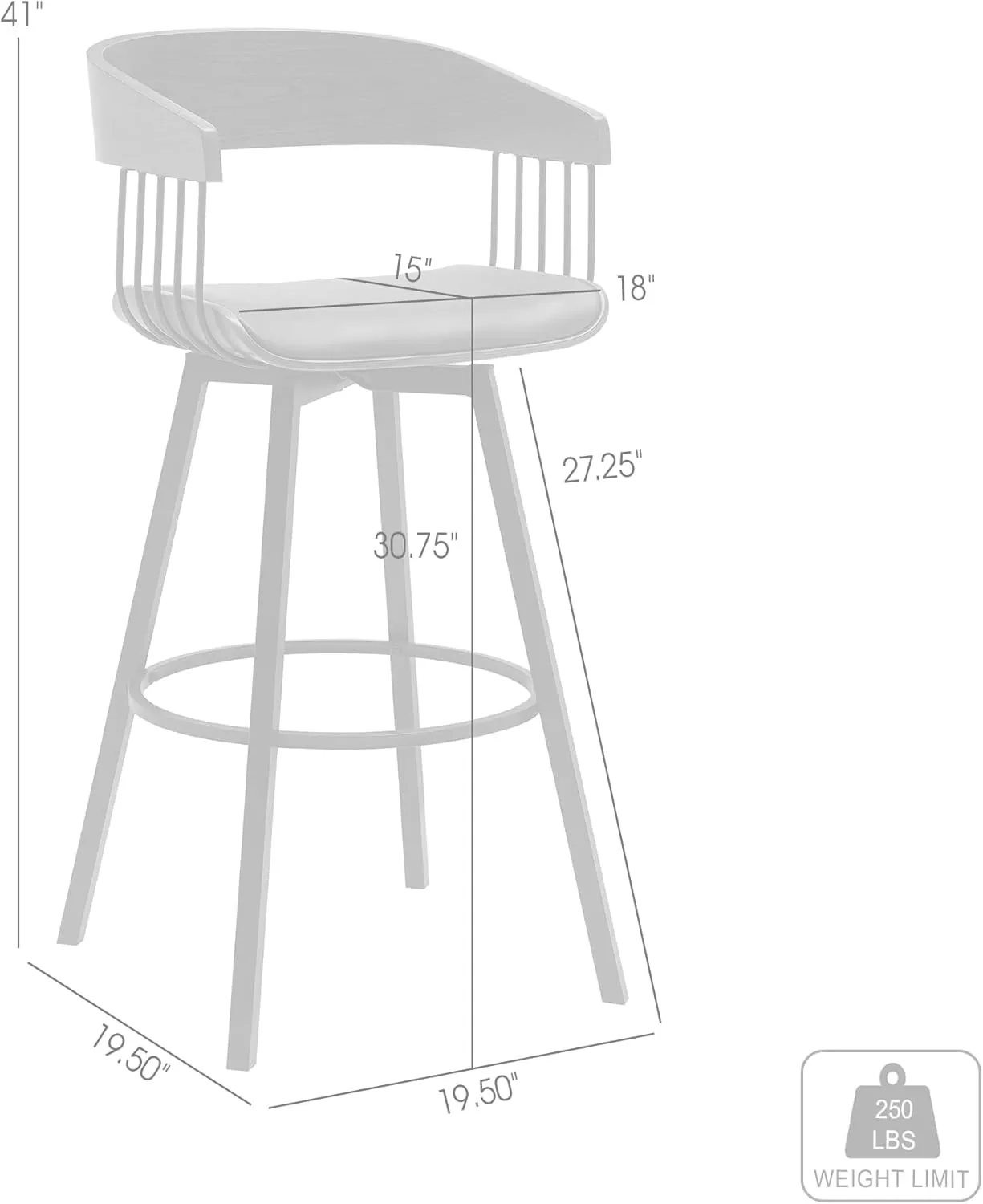 Armen Living Athena 31" Seat Height Mid Century Modern Swivel Walnut Wood Bar Stool for Kitchen Island Counter in Cream Faux Leather with Black Metal