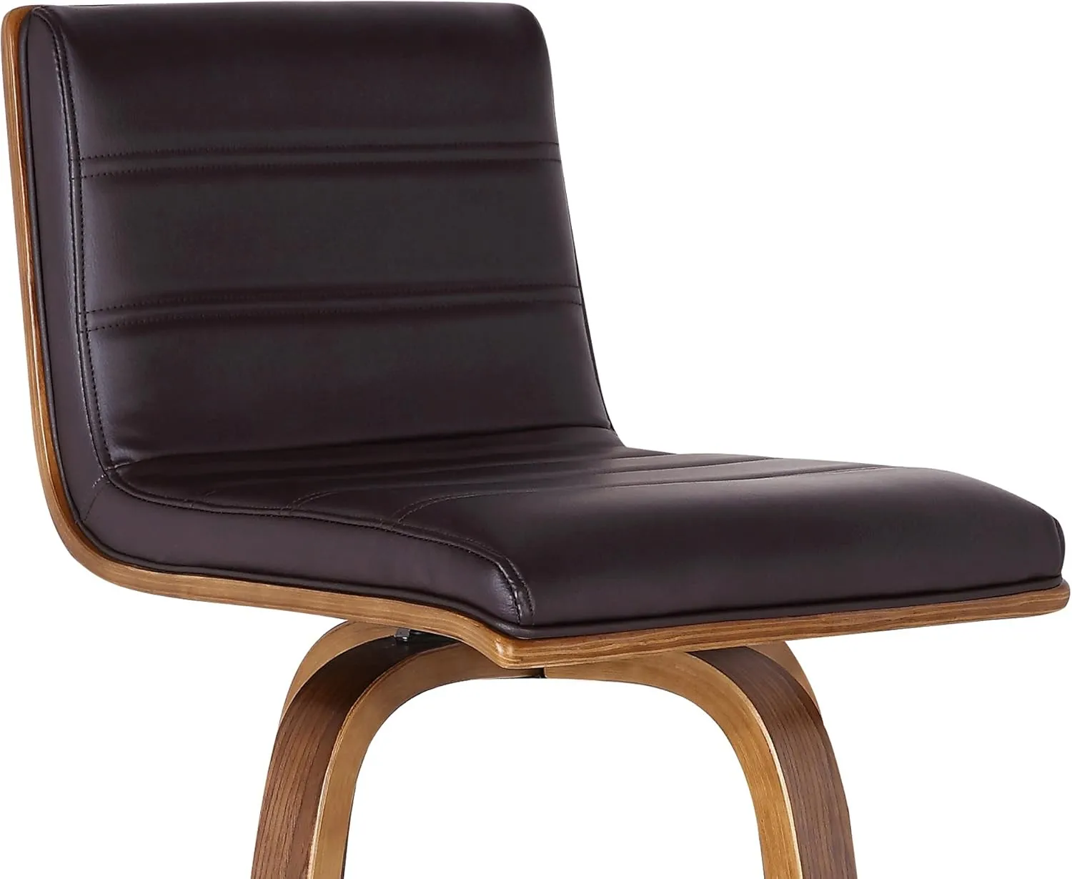 Armen Living Vienna 30" Bar Height Swivel Brown Faux Leather and Walnut Wood Bar Stool