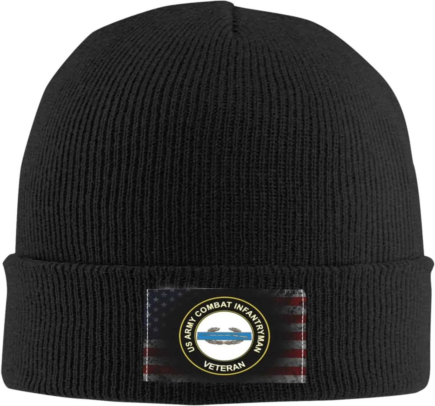 Army CIB 1st Award Combat Veteran Afghanistan Unisex Four Seasons Knitted Hat Winter Warm Hats Hats for Men Women One Size