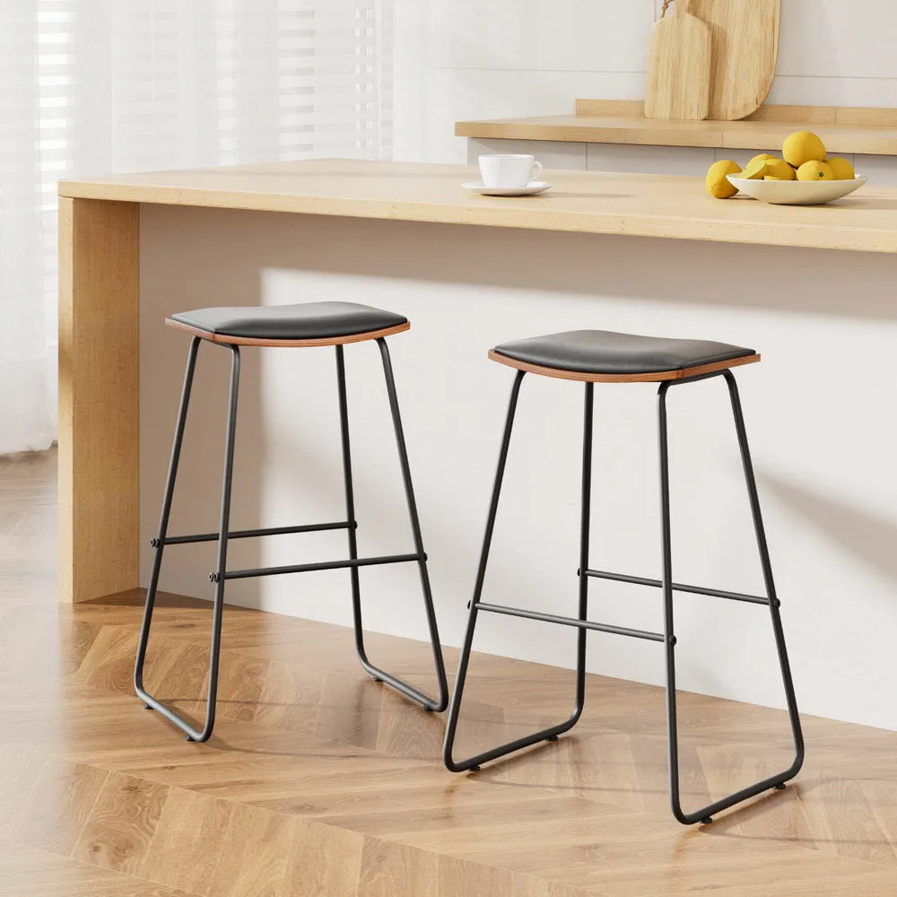 Artiss 2x Bar Stools PU Leather Stools Brown