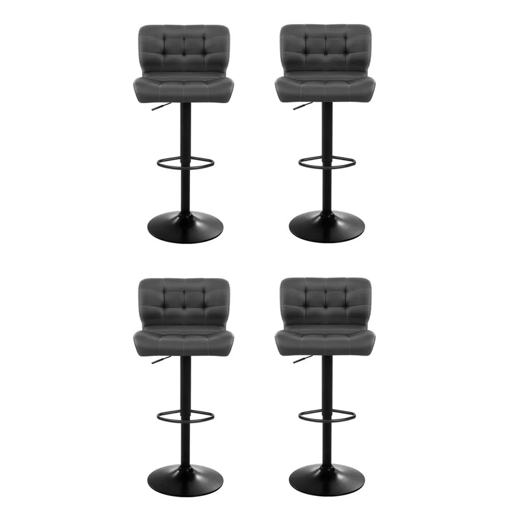 Artiss 4x Bar Stools Gas Lift Leather Padded Grey-SA_Rural