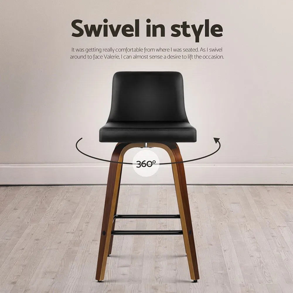Artiss 4x Bar Stools Swivel Leather Padded Wooden-REMOTE