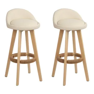 Artiss Set of 2 PU Leather Backrest Bar Stools - Beige