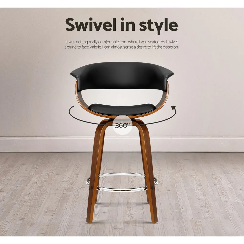 Artiss Set of 4 Swivel PU Leather Bar Stool - Wood and Black