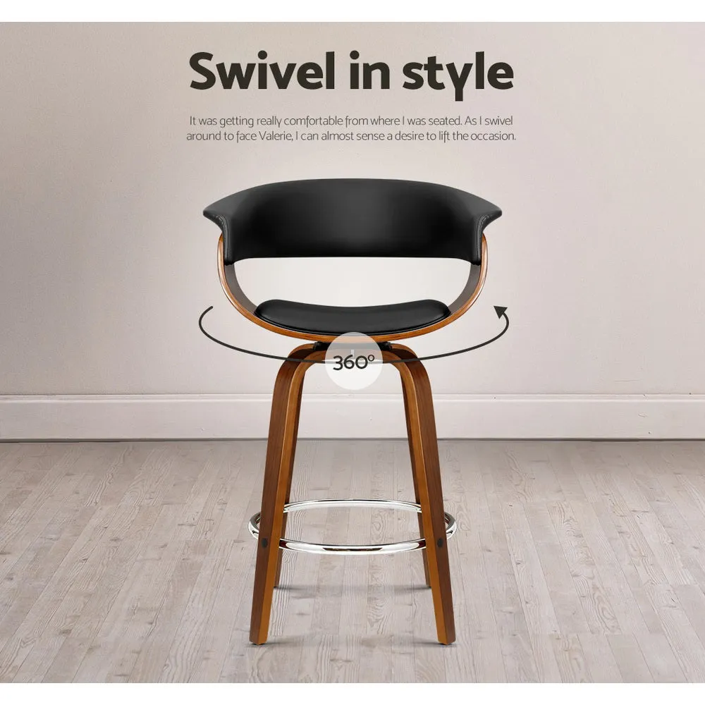 Artiss Set of 4 Swivel PU Leather Bar Stool - Wood and Black