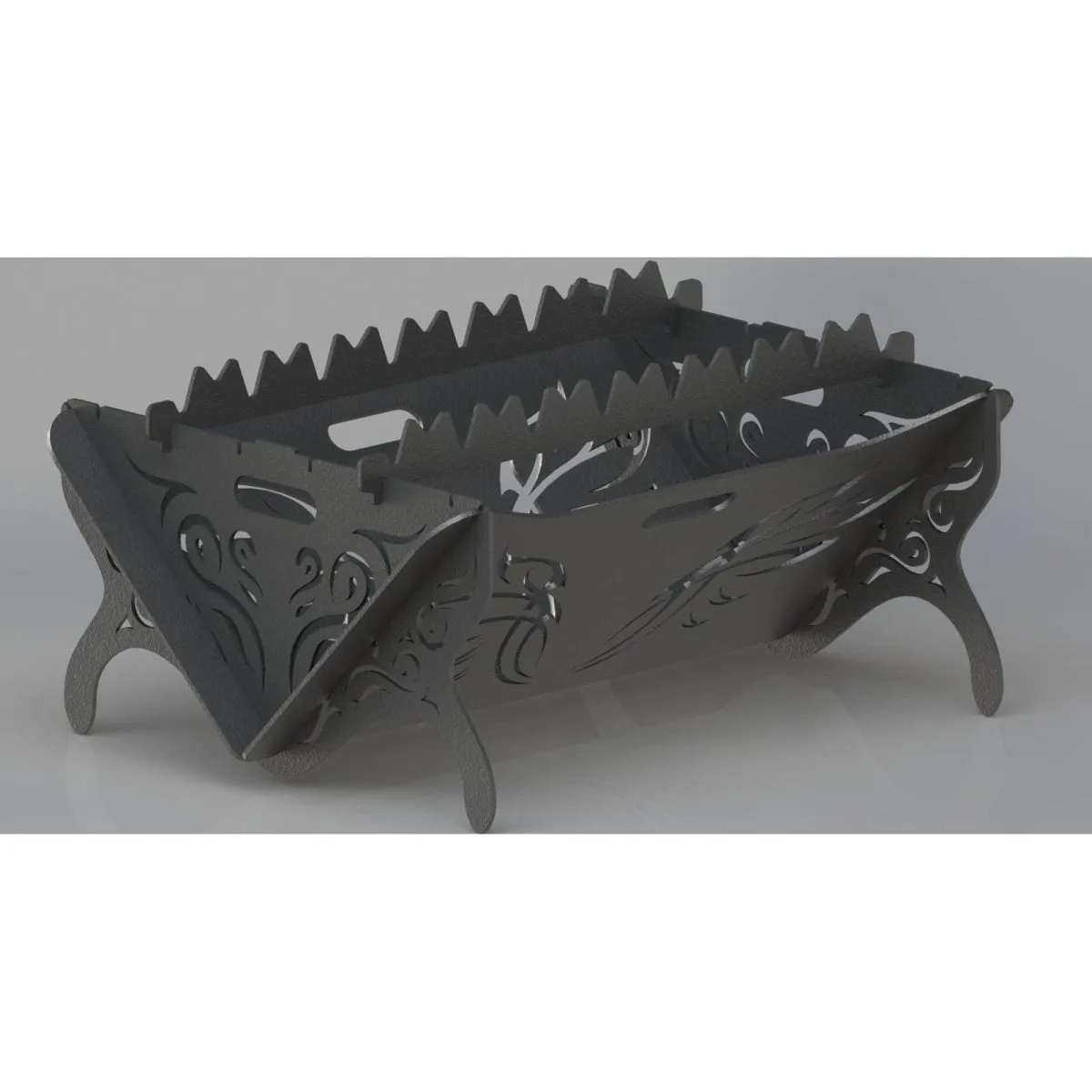 Artistic Collapsible Fire Pit DXF for CNC | Ornate Wings Design