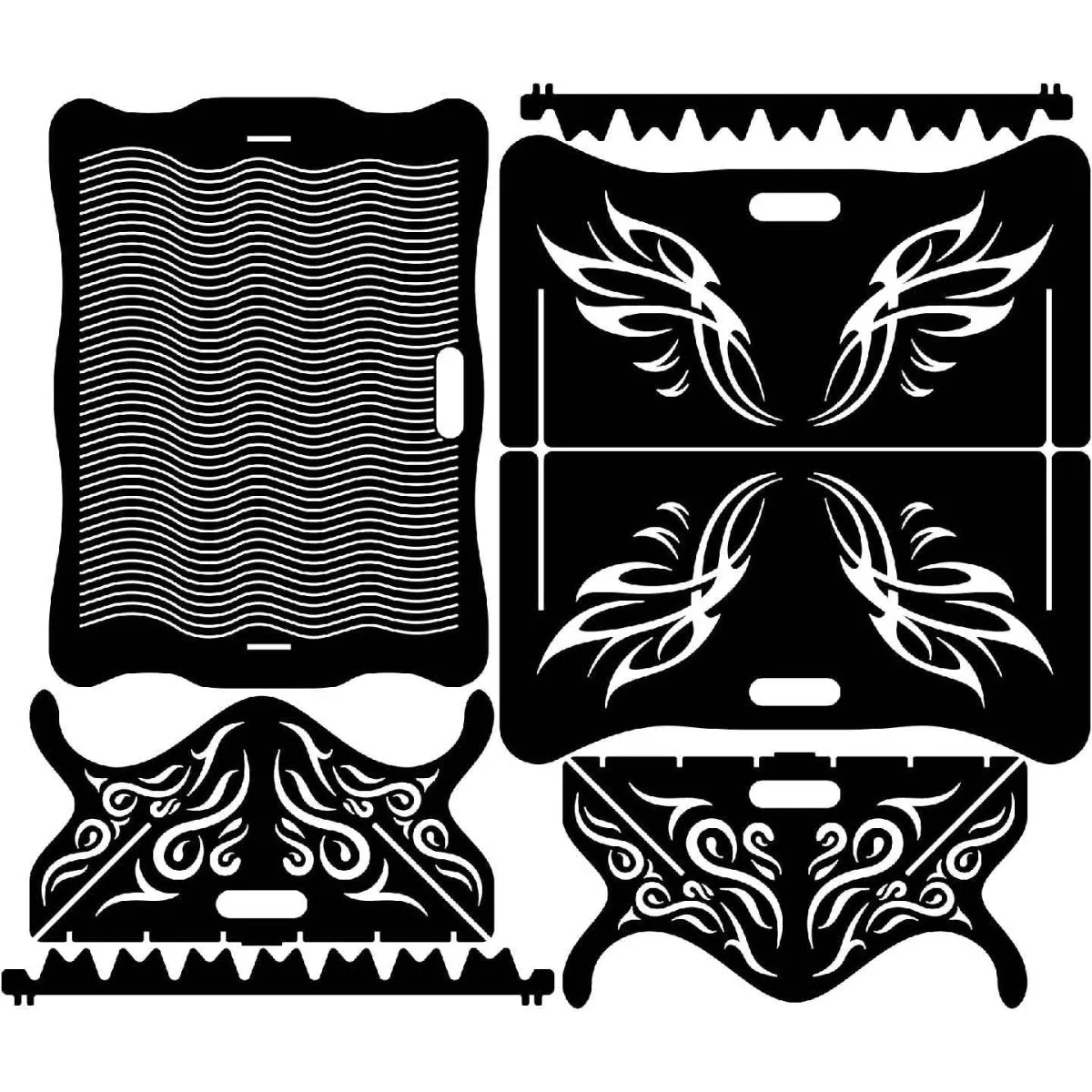 Artistic Collapsible Fire Pit DXF for CNC | Ornate Wings Design