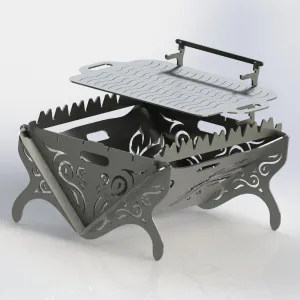 Artistic Collapsible Fire Pit DXF for CNC | Ornate Wings Design