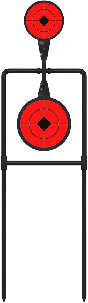 Atflbox Double Blast High Caliber Spinner Auto Reset Steel Target for Centerfire Handguns Up to .44 Magnum Outdoor Target Shooting