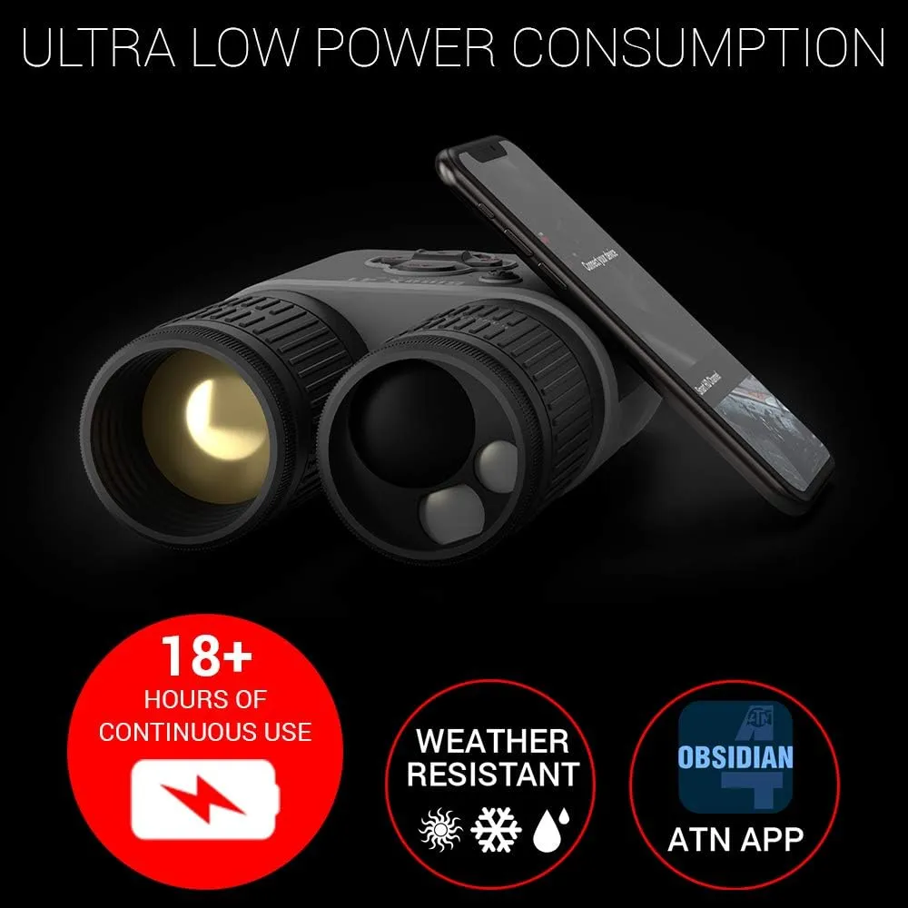 ATN BionX 4T 384 Thermal Binocular with Gen 4 384x288, 60Hz, <25 mK Sensor | Magnification | Built-in Laser Rangefinder, Live Streaming Capable | Exclusive Signature Series Kit