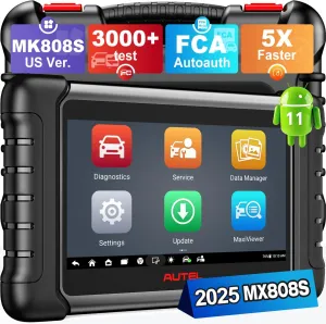 Autel Scanner MaxiCheck MX808S, 2025 US Ver. of MaxiCOM MK808S/ MK808Z, Bidirectional 11OS as MX900 MK900 MK900BT, 3000  Active Test, 28  Service, OE All System OBDII Diagnostic Tool, FCA Autoauth