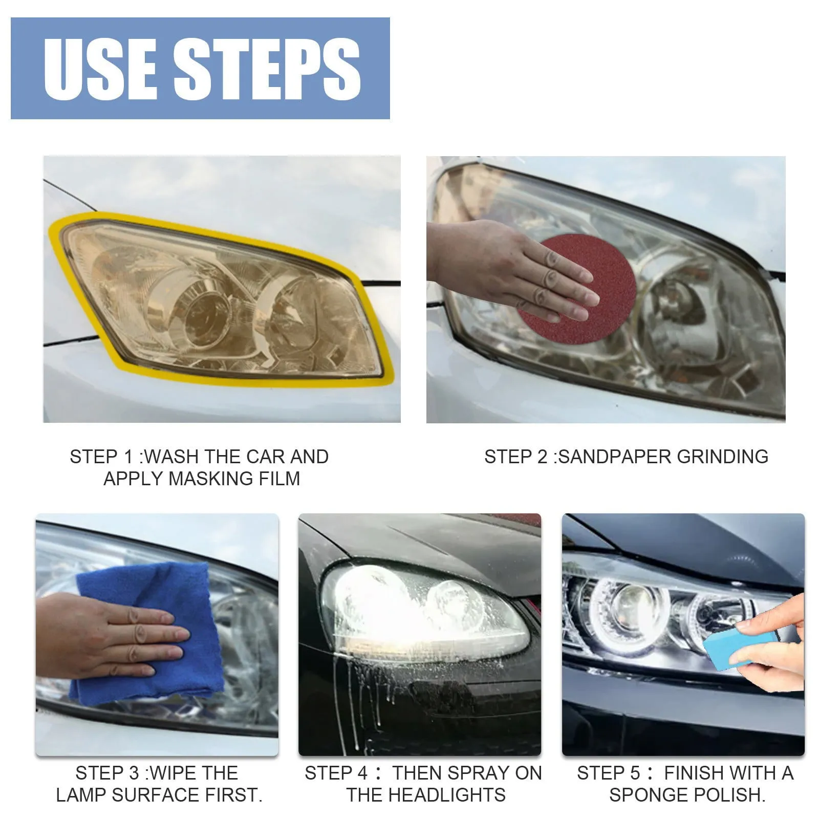 Auto Headlight Restoration Liquid, Car Headlight Scratch Restoring Fluid Headlight Repair Polish Cleaner for Polishing, Restoring Dull Yellow Headlamp 100ml