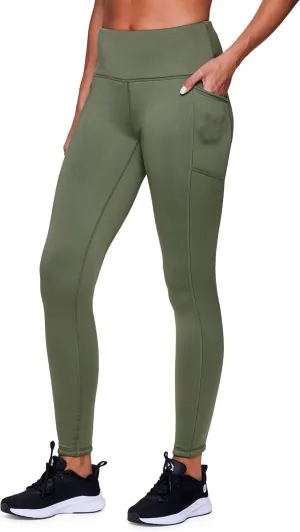 Avalanche Women's Basic Full Length High Waist Fleece Lined Legging with Pockets