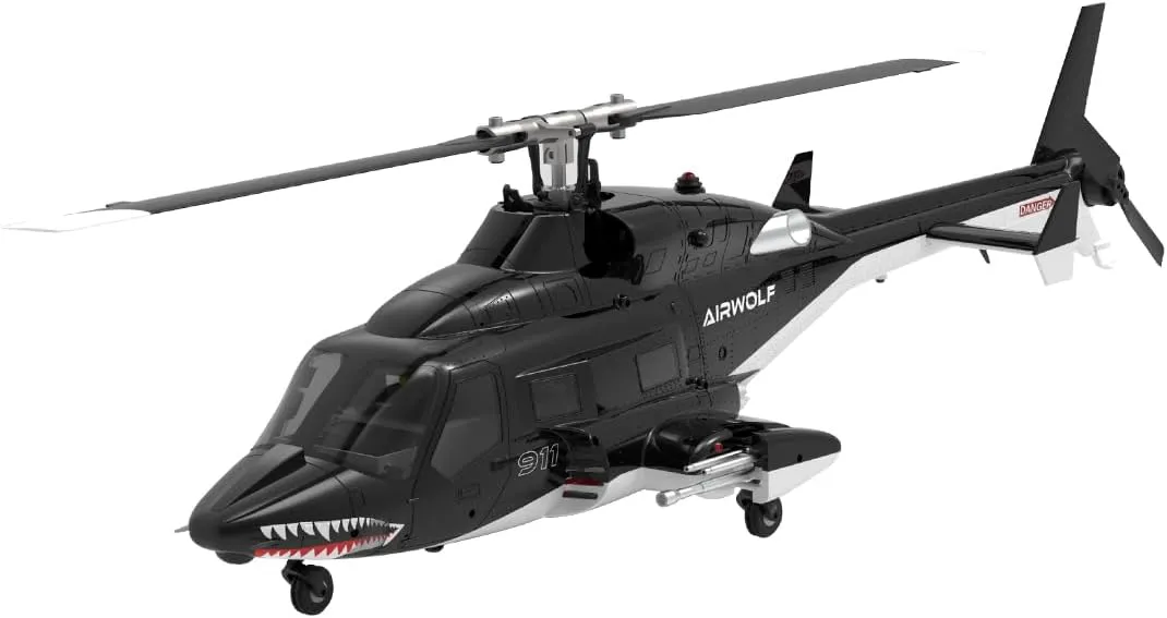 AW-911 Remote Control Helicopter for 16 , 1/34 Scale Airwolf RC Helicopter Model with 6G/3D Stunt Mode and GPS Positioning, Two Batteries (RTF Version/Mode 1/Mode 2 Switchable)