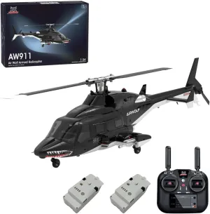 AW-911 Remote Control Helicopter for 16 , 1/34 Scale Airwolf RC Helicopter Model with 6G/3D Stunt Mode and GPS Positioning, Two Batteries (RTF Version/Mode 1/Mode 2 Switchable)