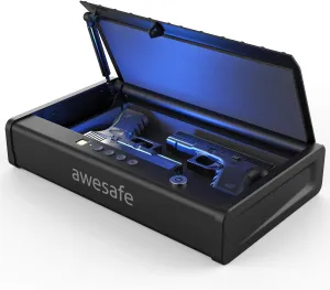 awesafe Gun Safe, Updated Biometric Gun Safes for Pistols, Quick Access Pistol Safe Fingerprint Handgun Safe with Keys and Keypad, Gun Lock Box for Home