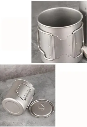AYULL 1PC Pure Titanium Mug 500ml, Foldable Portable Coffee Cup Suitable for Outdoor Camping Or Home Use