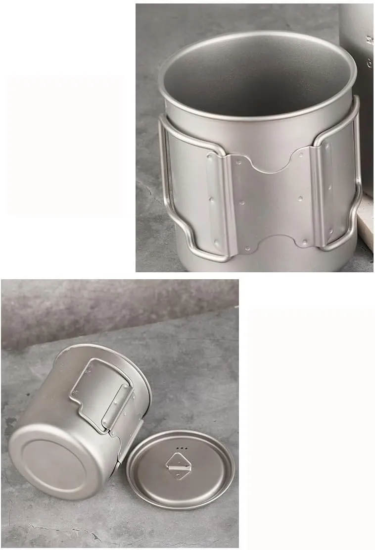 AYULL 1PC Pure Titanium Mug 500ml, Foldable Portable Coffee Cup Suitable for Outdoor Camping Or Home Use