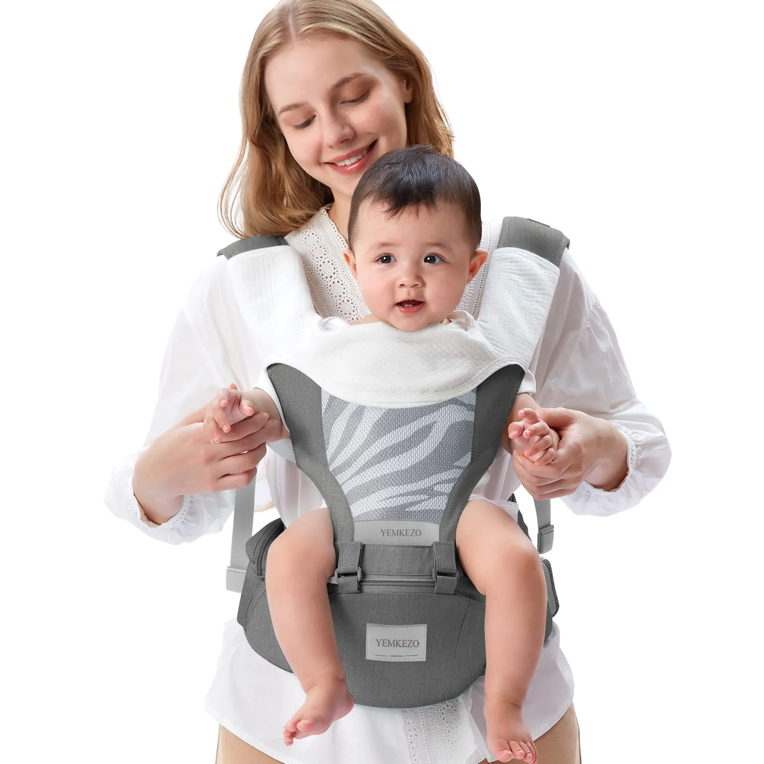 Baby Carrier Newborn to Toddler with Hip Seat, Multifunction Baby Hip Carrier, 4-in-1 Ergonomic Infant Carrier (Ergonomic M Position) Adjustable & Removable Baby Holder Carrier for 0-36 Months (Grey)