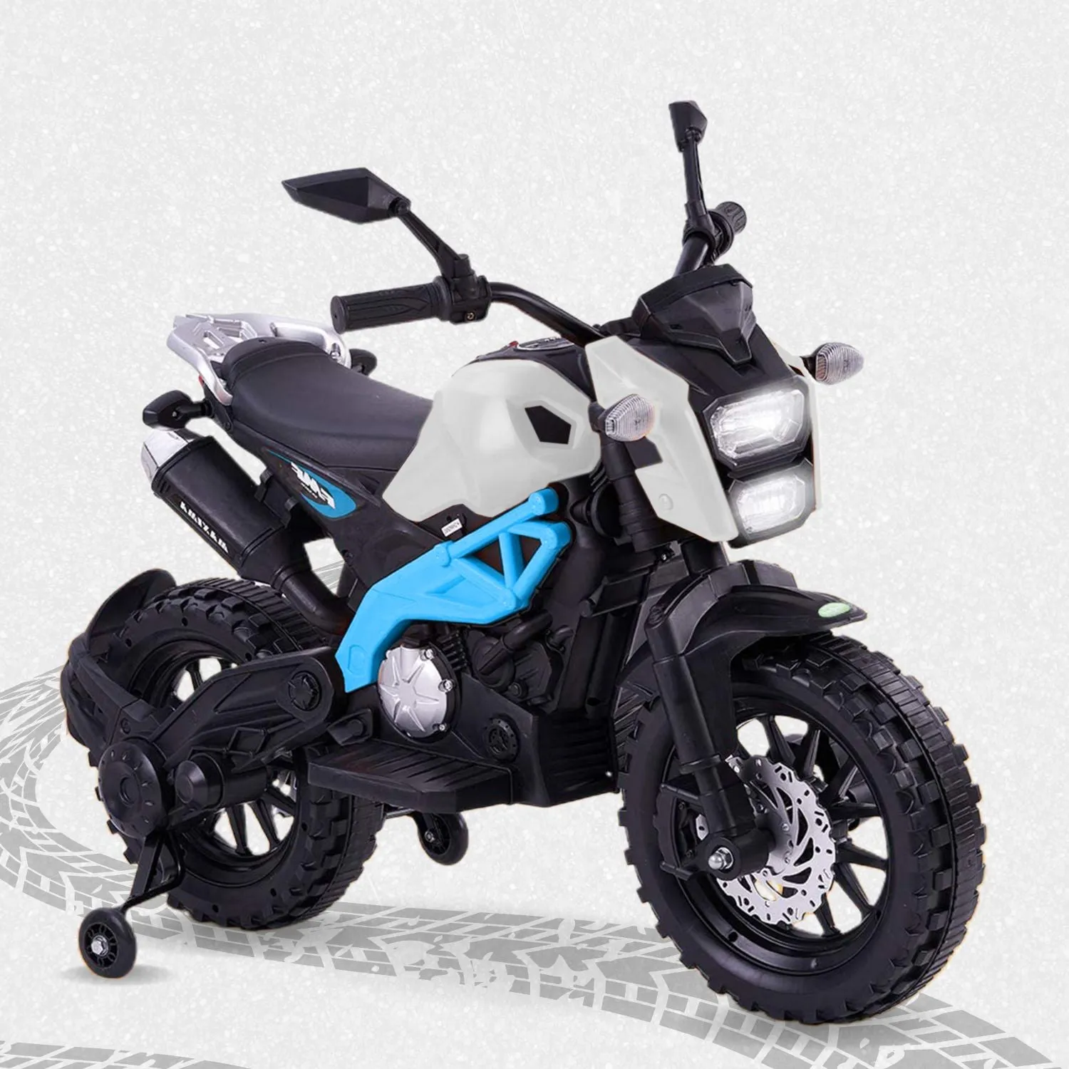 Baby Moo Electric Ride-on Bike for Kids | Battery-Powered Toy with LED Lights, Music, and USB Port | Battery Operated Bike - Blue