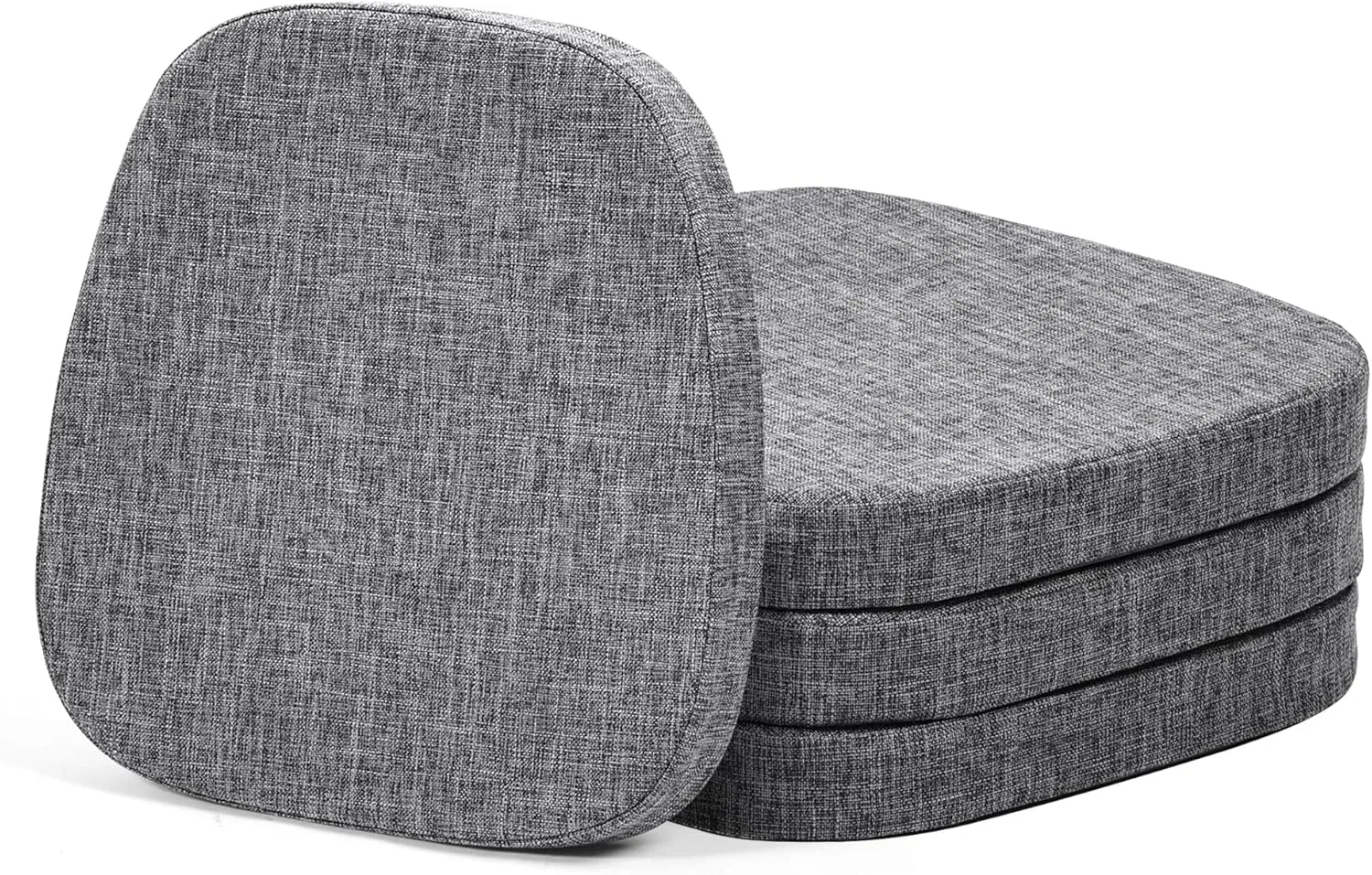 baibu Set of 4 Metal Chair Cushions with Ties, 14In Non-Slip Metal Dining Chair Pads Kitchen Seat Cushion with Machine Washable Cover, 14x14x1.5in, Grey
