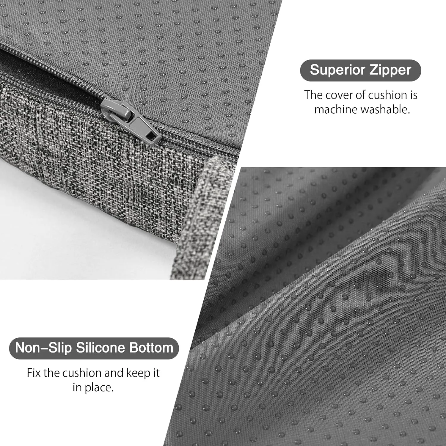 baibu Set of 4 Metal Chair Cushions with Ties, 14In Non-Slip Metal Dining Chair Pads Kitchen Seat Cushion with Machine Washable Cover, 14x14x1.5in, Grey