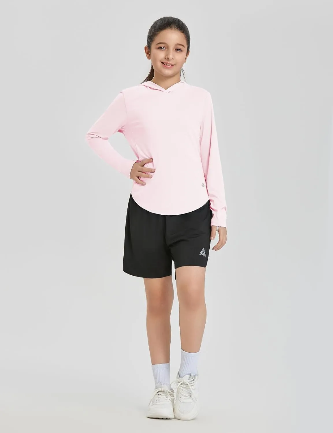 baleaf Girl's Sun Shirt UPF50 UV Protection Long Sleeve Kids SPF Athletic Hoodie Rash Guard Tops Clothing