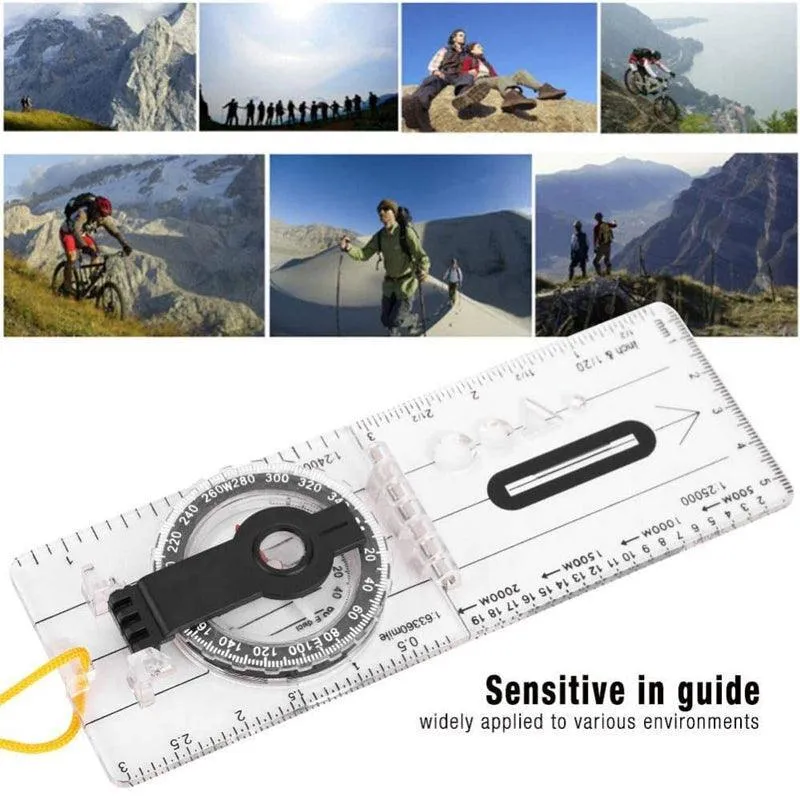 Baseplate Pocket Compass Military Orienteering Hiking Camping Maps Lensatic Army