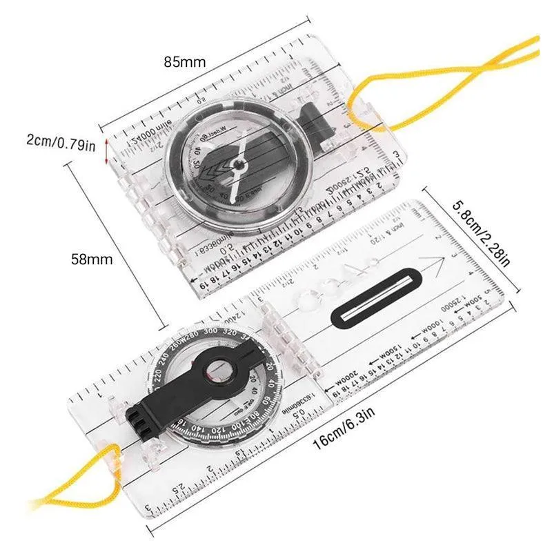 Baseplate Pocket Compass Military Orienteering Hiking Camping Maps Lensatic Army
