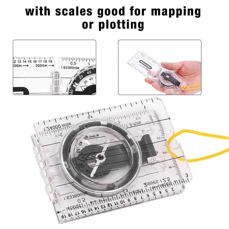 Baseplate Pocket Compass Military Orienteering Hiking Camping Maps Lensatic Army