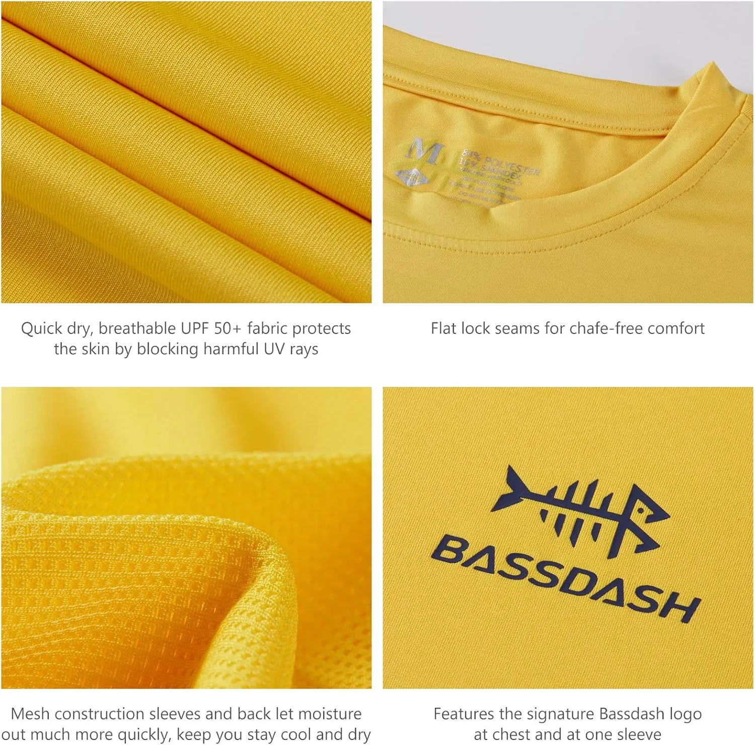 BASSDASH Men’s UPF 50  Sun Protection Fishing Shirt Short Sleeve UV T-Shirt
