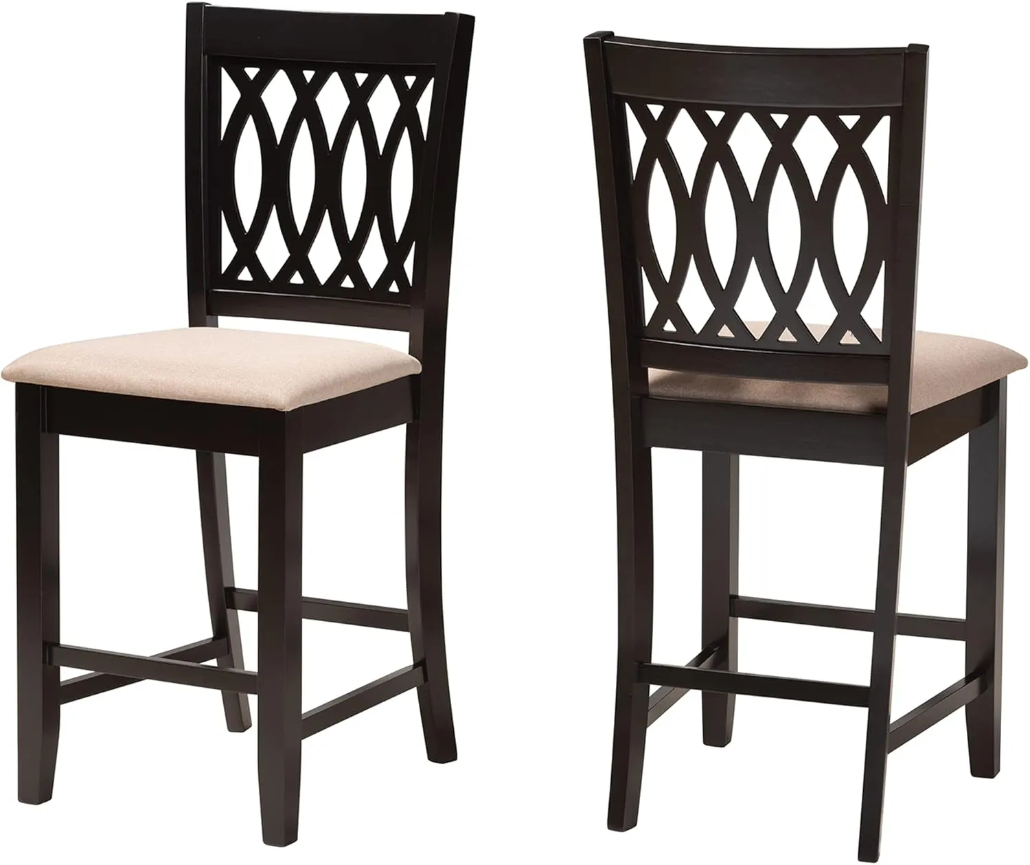 Baxton Studio Florencia Counter Stools, Set of 2, Beige/Espresso Brown
