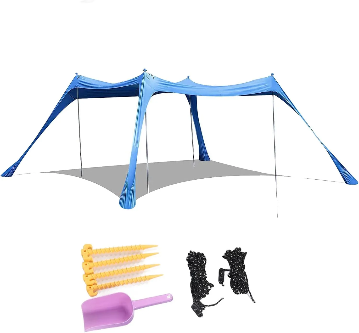 Beach Crib, 4 Poles Stable Sun Shelter Beach Store for Picnics for Picnics (210 * 200 * 150CM)