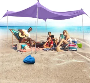 Beach Tent Beach Canopy, 10×10FT with 4 Aluminum Poles Beach Shade - with UPF50  UV Protection, Sandbags, Sand Shovels, Stakes Sun Shelter for Beach, Fishing, Backyard Fun, Camping