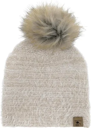 BEARPAW Womens 2 Piece Cold Weather Set Soft and Cozy Knit Pom Hat With Oversize Pom Matching Mitten or Touchscreen Gloves