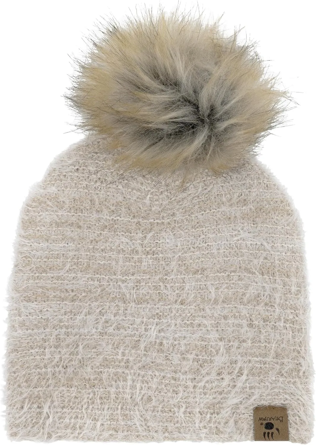 BEARPAW Womens 2 Piece Cold Weather Set Soft and Cozy Knit Pom Hat With Oversize Pom Matching Mitten or Touchscreen Gloves