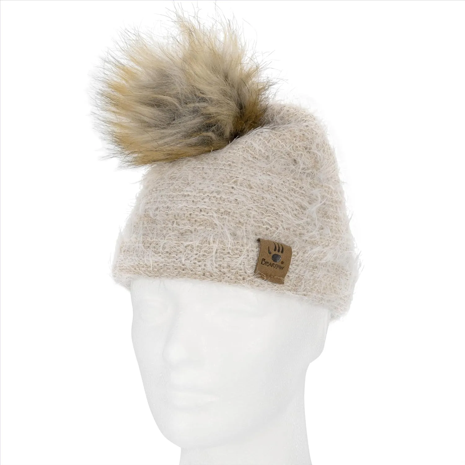 BEARPAW Womens 2 Piece Cold Weather Set Soft and Cozy Knit Pom Hat With Oversize Pom Matching Mitten or Touchscreen Gloves