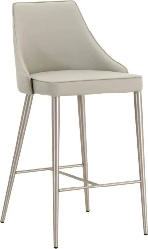 Benjara Benzara Leather Upholstered Bar Stool With Foot Rest, Gray,