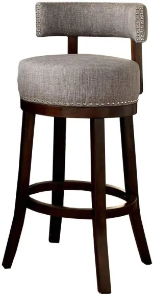 Benzara Lynsey Contemporary Barstool with Linen Cushion, Set of Two, Gray,