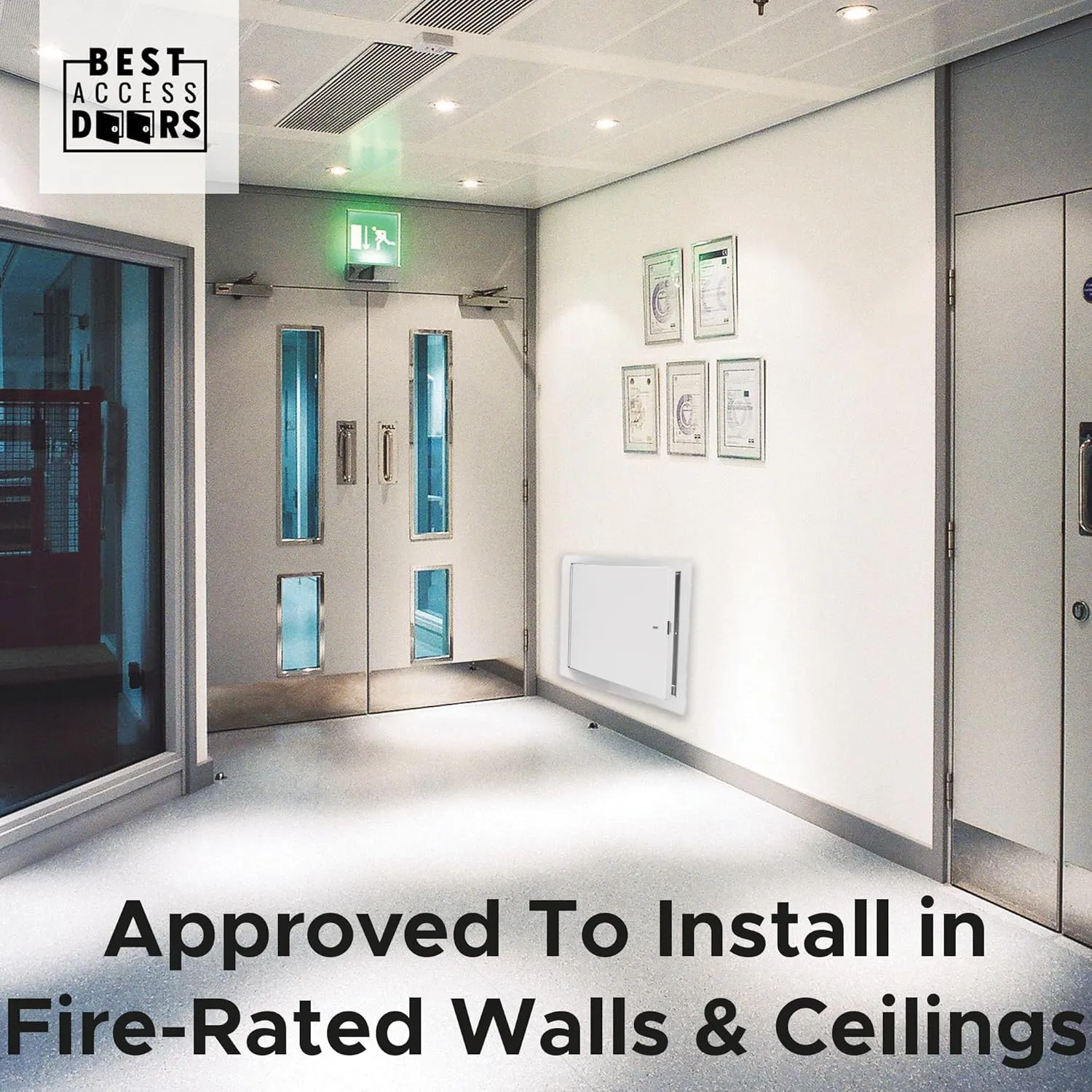 Best 12" x 12" Insulated Fire Rated Metal Access Door with Flange, LEED Compliant 20-Gauge Galvanneal Steel Wall Access Panel, 2" Mineral Wool Insulated Access Door for Ceilings/Walls, White, BA-FRI