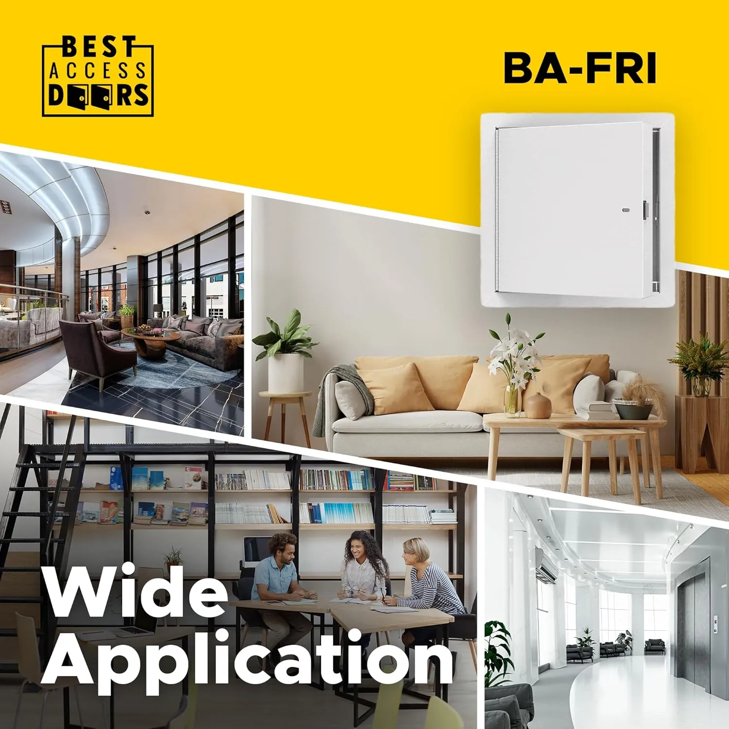 Best 12" x 12" Insulated Fire Rated Metal Access Door with Flange, LEED Compliant 20-Gauge Galvanneal Steel Wall Access Panel, 2" Mineral Wool Insulated Access Door for Ceilings/Walls, White, BA-FRI