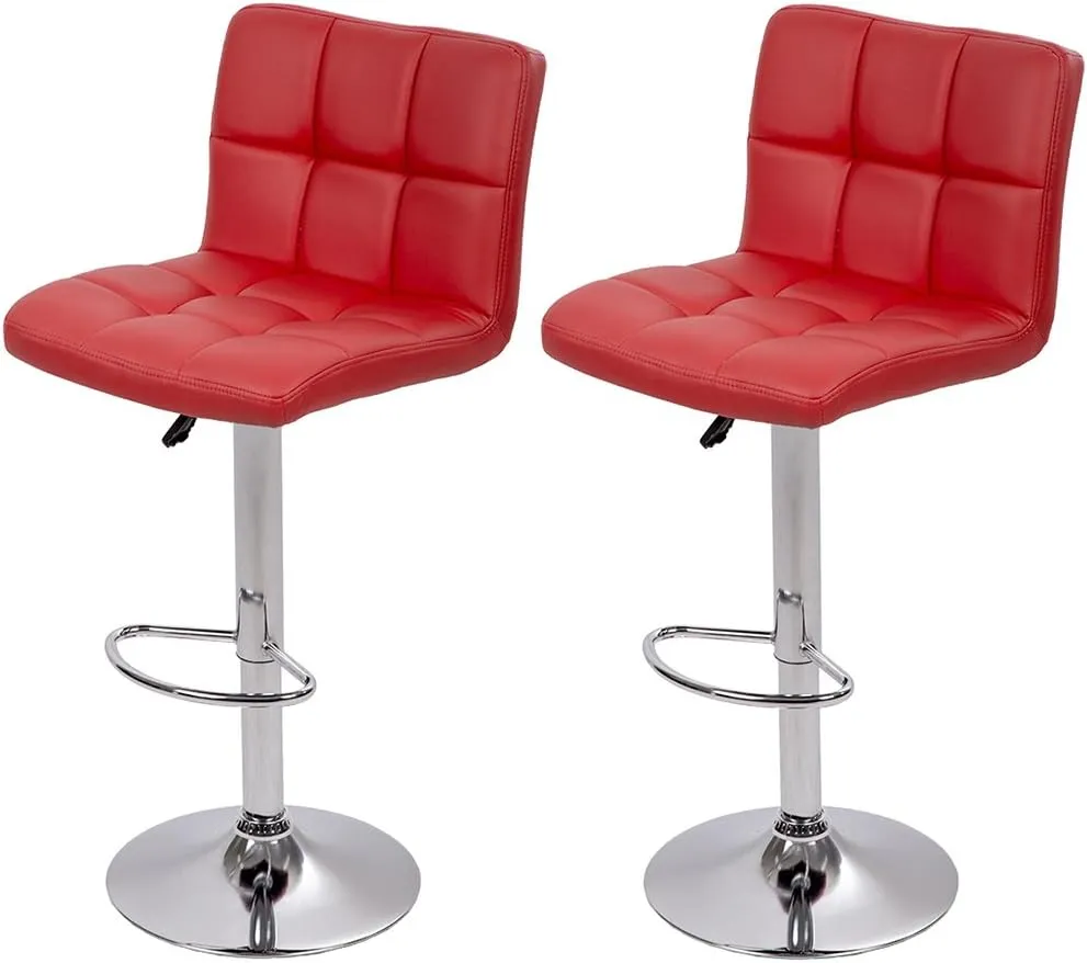 BestOffice Bar Stools Set of 2, Adjustable Swivel Bar Stools, Counter Height Bar Stool with Back PU Leather Armless Hydraulic Kitchen Counter Bar Stool (Black)