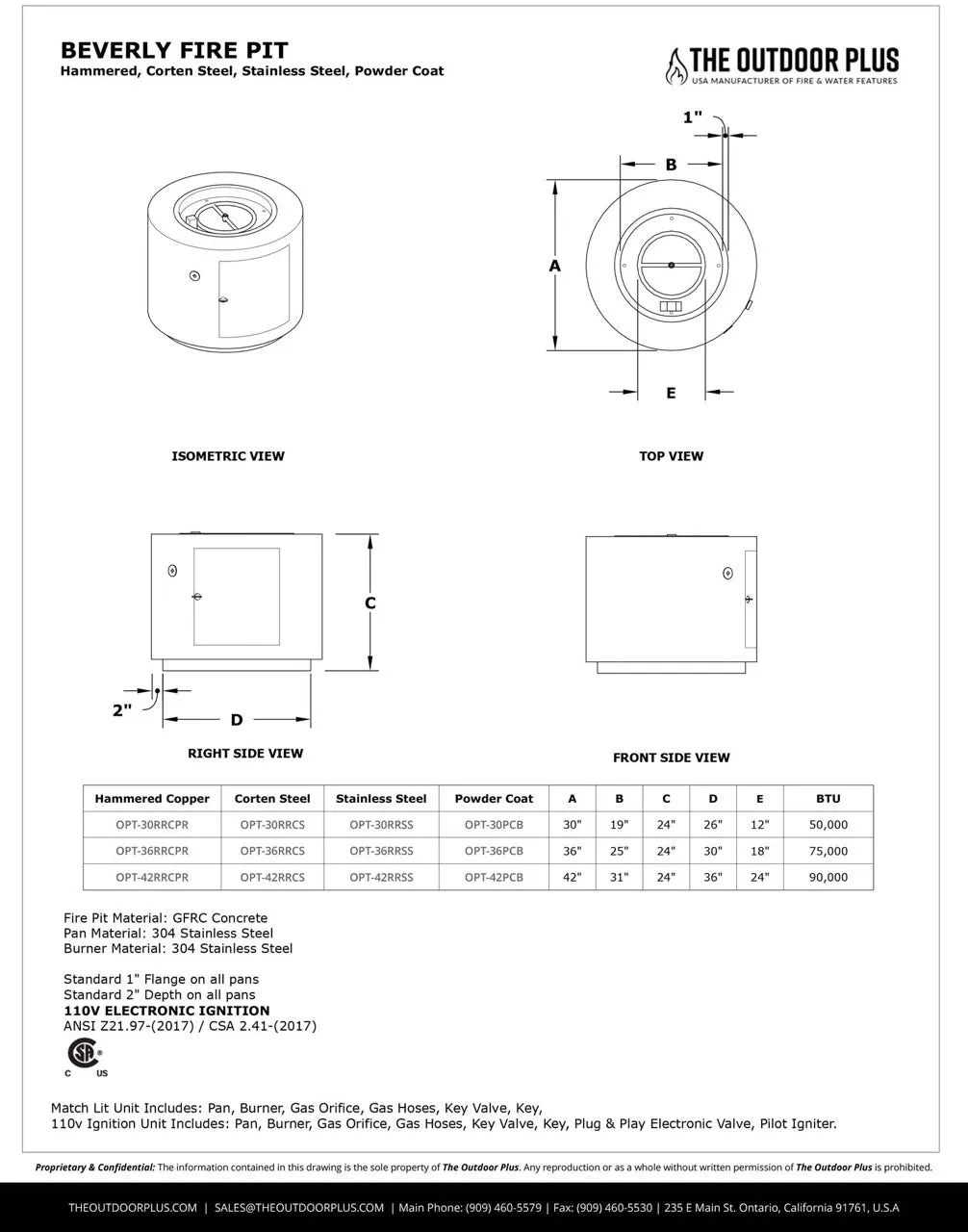 Beverly Round Fire Pit- Corten Steel