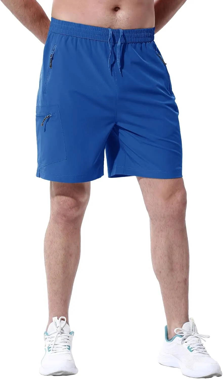BGOWATU Men's Athletic Hiking Shorts Stretch Quick Dry Sports Gym Shorts with Zipper Pockets for Fishing Travel