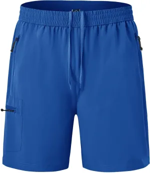 BGOWATU Men's Athletic Hiking Shorts Stretch Quick Dry Sports Gym Shorts with Zipper Pockets for Fishing Travel
