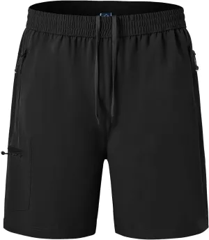BGOWATU Men's Athletic Hiking Shorts Stretch Quick Dry Sports Gym Shorts with Zipper Pockets for Fishing Travel