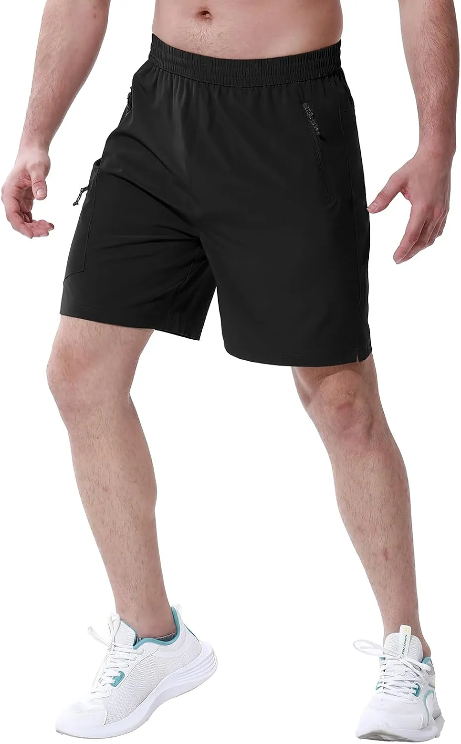BGOWATU Men's Athletic Hiking Shorts Stretch Quick Dry Sports Gym Shorts with Zipper Pockets for Fishing Travel
