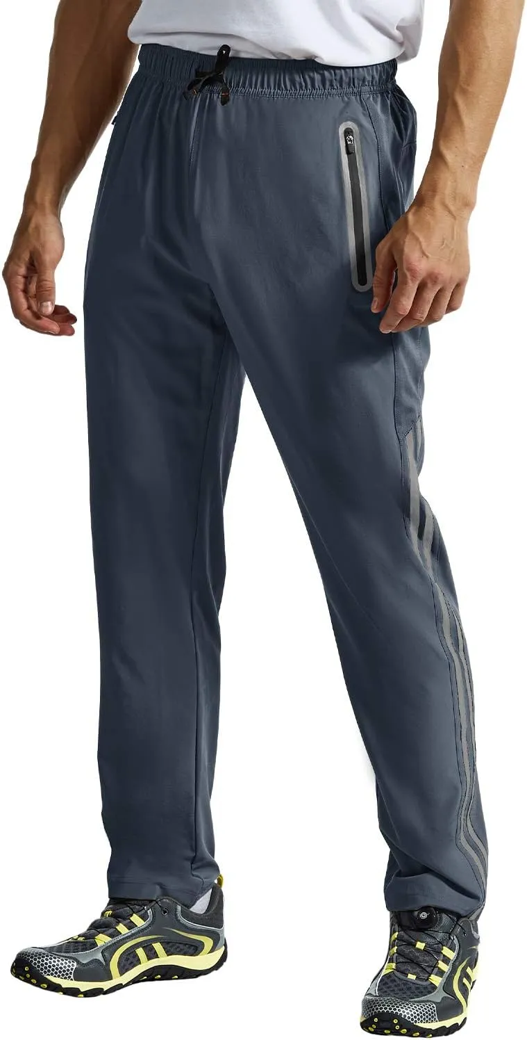 BGOWATU Men's Sweatpants Zipper Pockets Lightweight Exercise Pants Running Workout Sports